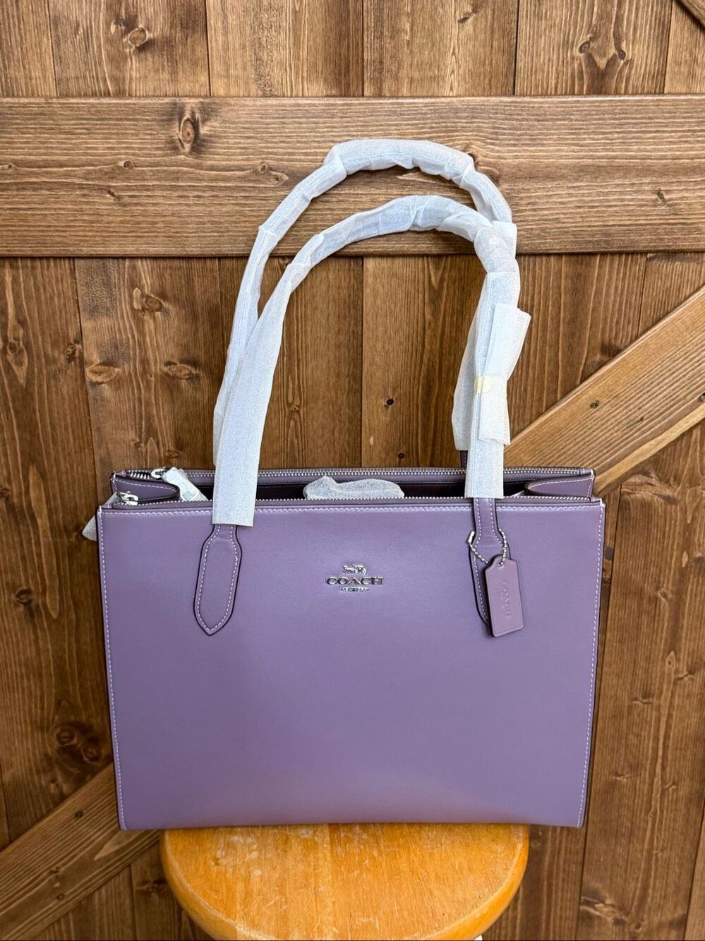 Coach Lavender Purple Leather Tote Shoulder Bag Silver Hardware NWT (9245)